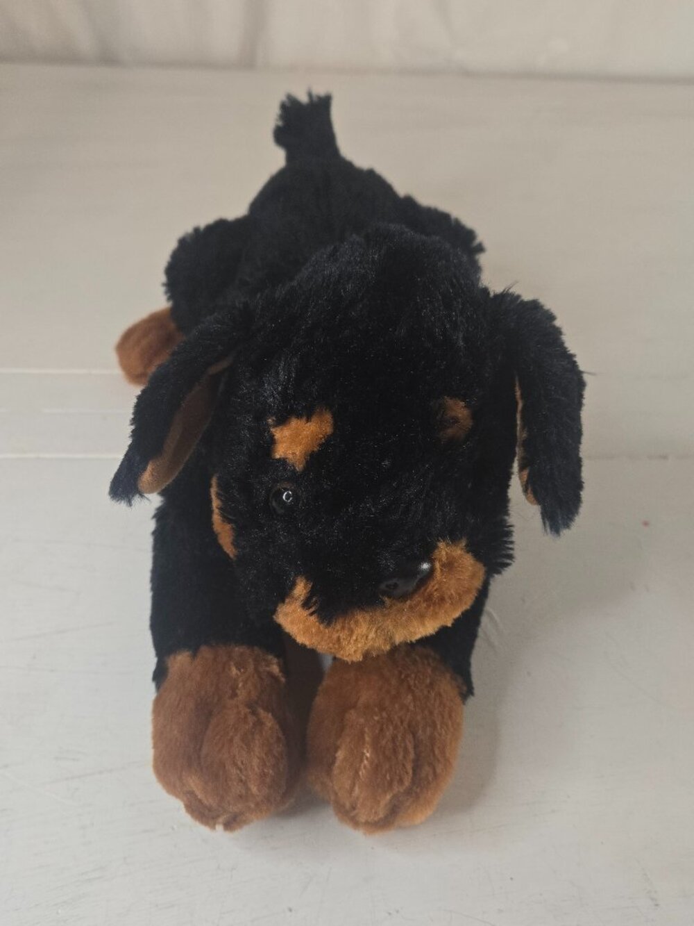 Vintage Peek A Boo Toys Rottweiler Black/Tan Plush Stuffed Animal 12037-2